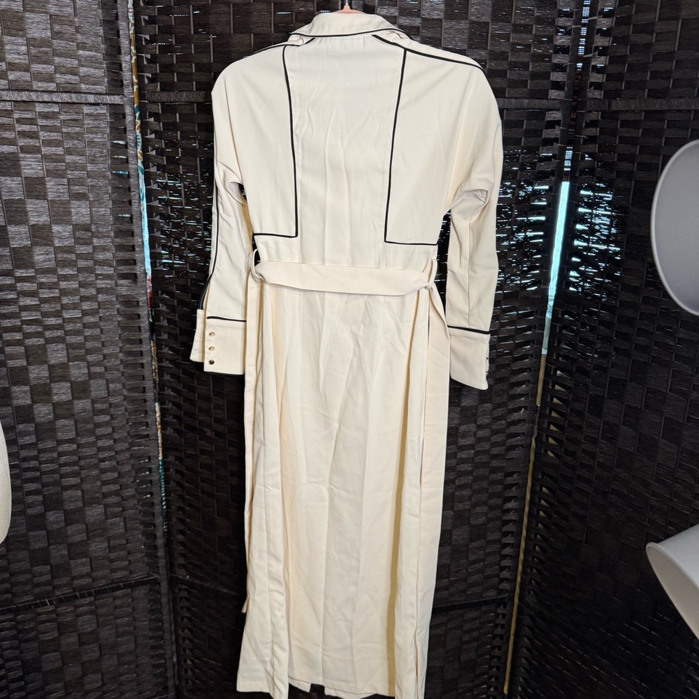 Karen Millen Petite Contrast Twill Woven Midaxi Dress Ivory US Size 0P 2P - Picture 8 of 15